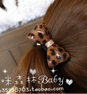 韩国头花发饰品Aznavour正品AZ阿兹娜豹纹蝴蝶结发圈发绳皮筋头绳