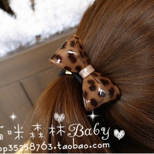 韩国头花发饰品Aznavour正品AZ阿兹娜豹纹蝴蝶结发圈发绳皮筋头绳