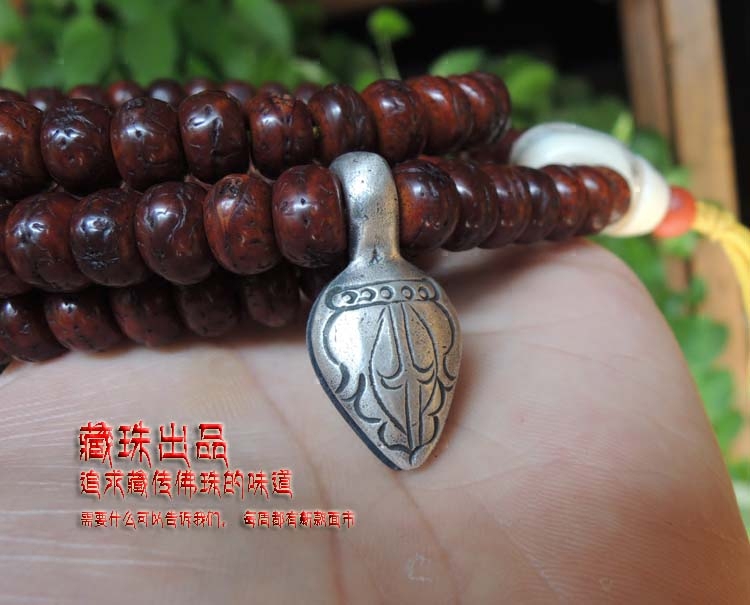 西藏藏式大号佛珠卡子手持手串配饰文玩纯银33mm配件