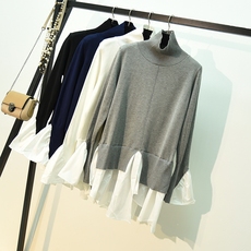 Áo giả lưới hai mảnh thêu cổ áo khâu đáy Hàn Quốc chic chic tay dài xoắn xương đòn áo len nữ thời trang u40