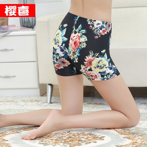 夏薄女士印花3分保险加大打底裤