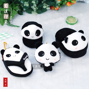 卡通熊猫可爱 拉链毛绒手机包零钱包硬币耳机包女迷你便携小钱包