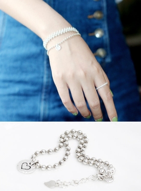 纯银百搭爱心翅膀羽毛韩国手链