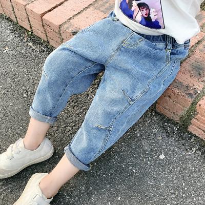 童裤子女一体绒宽松女童外k牛仔裤1