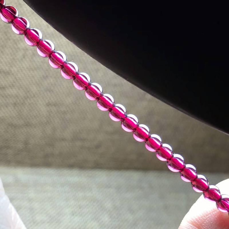 纯天然酒红石榴石散珠子半成品DIY手工手链项链配件串珠女款礼物