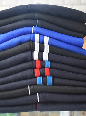蓝色高中学生白边薄款校服裤子