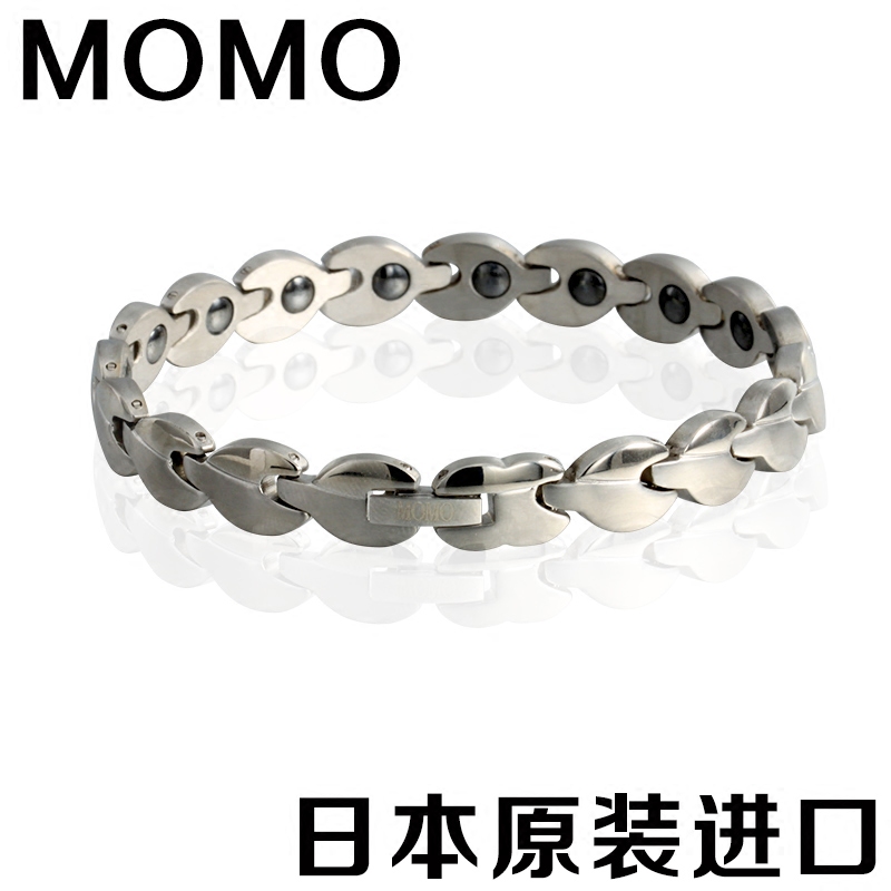 日本原装防辐射抗疲劳手链MOMO纯钛钢磁疗手链运动爱心保健手环