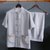 Tang costume Middle-aged and elderly people Cotton and hemp dad Summer wear suit grandpa Short sleeved the elderly clothes Flax Short sleeved shirt