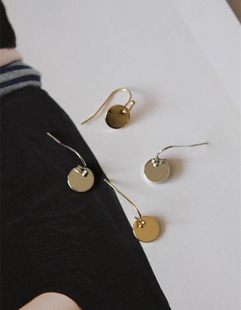 欧美极简风otherstories简约气质几何迷你金属圆片耳环耳坠耳饰