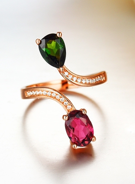 小肥碧玺彩色宝石时尚潮流戒指