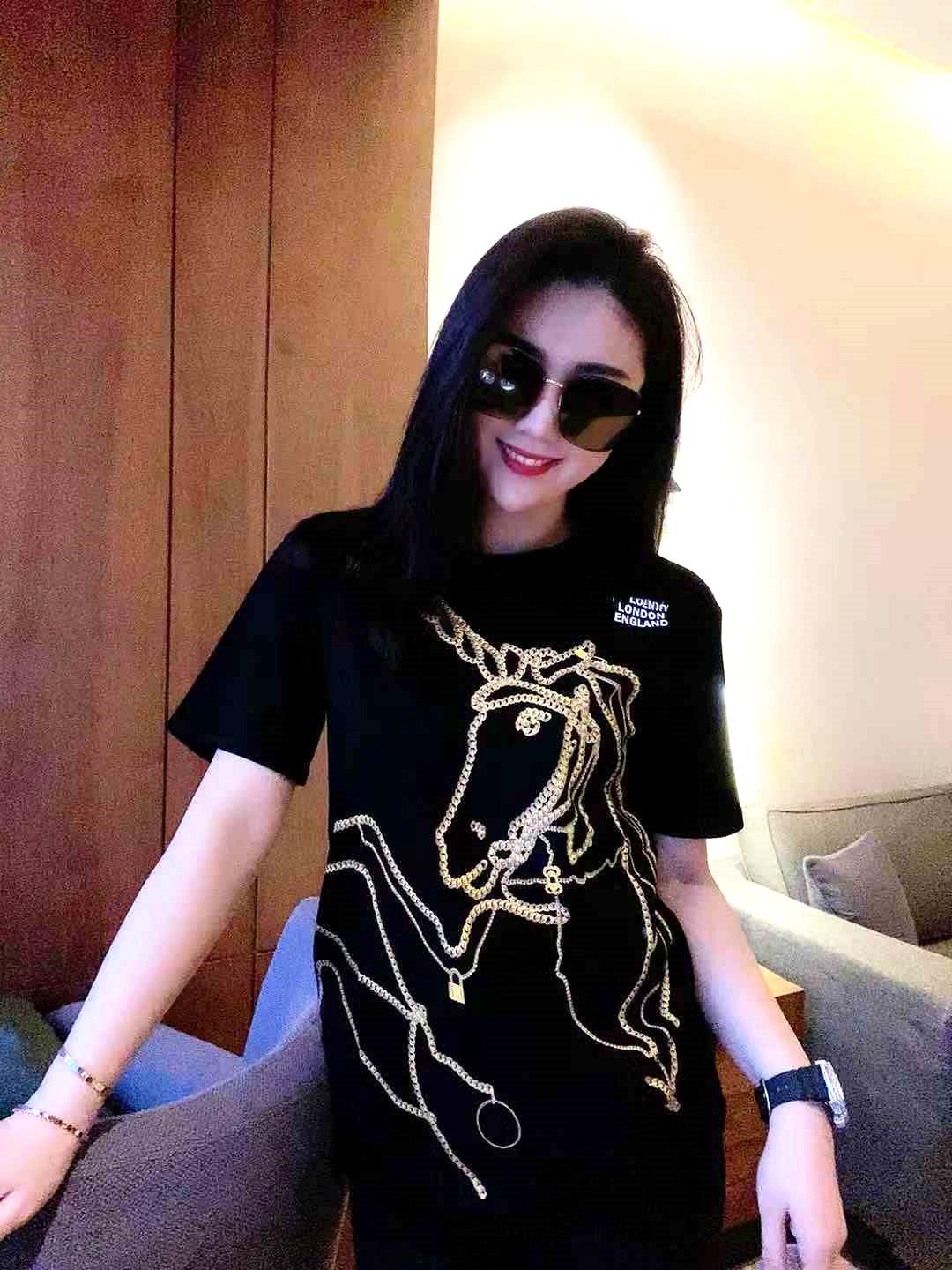 羿宝龙欧洲站2020夏季新款大马图案印花百搭宽松款T恤女网红款