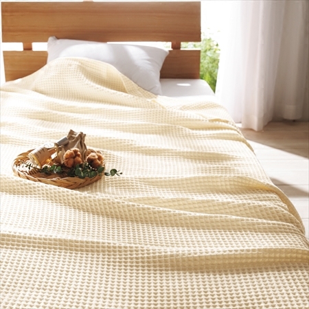 日本代购nissen轻柔有机棉华夫纹织轻薄床单盖毯夏凉被薄被