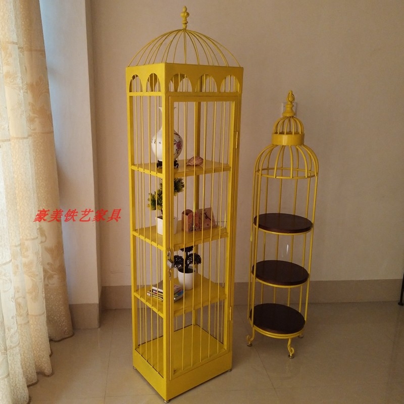 北欧铁艺家具鸟笼造型层架展示架置物架收纳架书架储物架多层板架