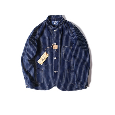 RAILROAD JACKET WABASH INDIGO 靛蓝 阿美咔叽 铁路条纹工装夹克