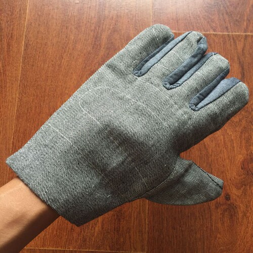 包邮牛仔布帆布手套双层电焊防护