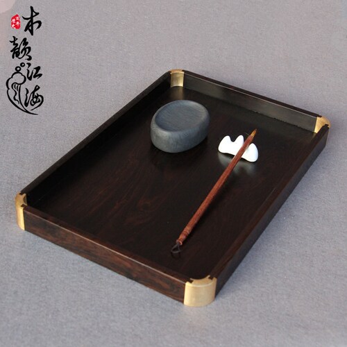 红木都承盘文盘托盘镶铜果盘茶盘