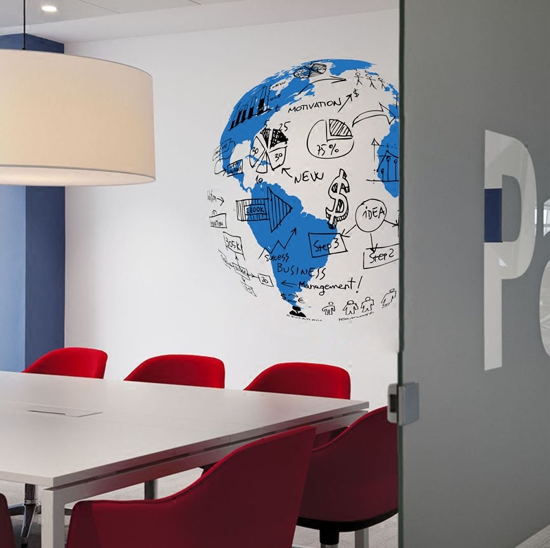 办公室世界地图墙贴公司业绩图墙面装饰创意激发宿舍布置书房贴画
