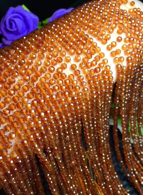 天然橙色石榴石切面长条半成品4mm石榴石散珠 半成品