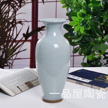 仿古钧瓷陶瓷花瓶摆件客厅插花花器中式家居电视柜装饰落地大花瓶