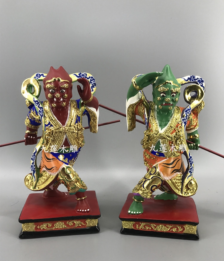 神像妈祖木雕千里眼顺风耳