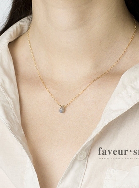 美国包金天然灰月光石不褪色项链