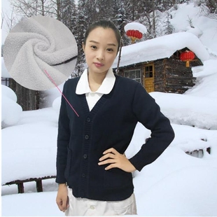 护士毛衣外套开衫医院毛衫针织衫加厚加绒藏蓝色护士服南丁格尔