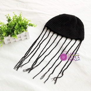 杨丽萍同款 手工钩花帽 民族风钩花帽子女中国风辫子帽 头饰女