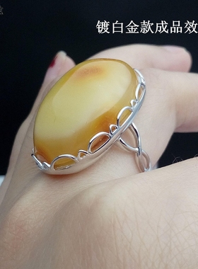 s925镀黄金复古风活口女款戒指托