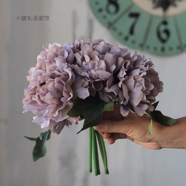 欧式怀旧仿真花假花绢花新娘手捧花客厅餐厅台面花艺 把束牡丹