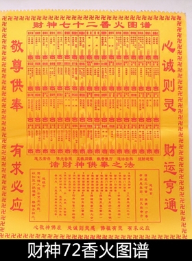 香火图谱仙堂七十二佛香用品财神