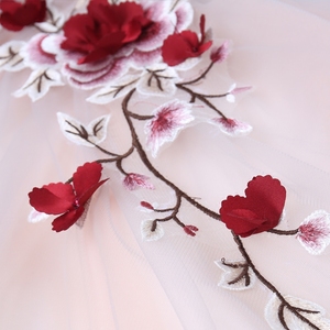 Flower Embroidered bride wedding dresses evening dresses