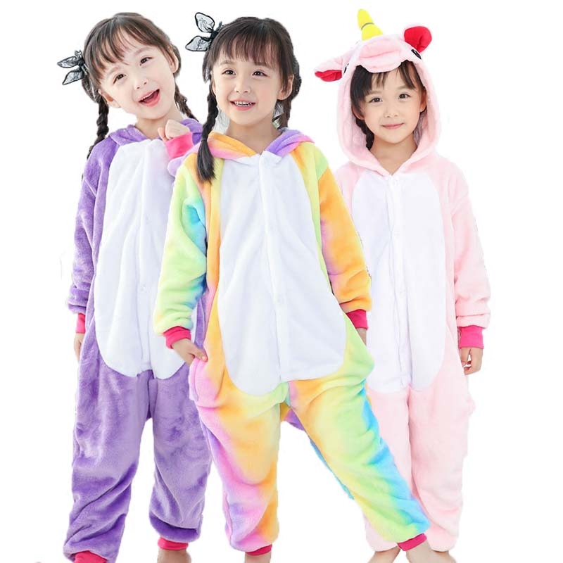 彩虹马独角兽男女情侣连体睡衣