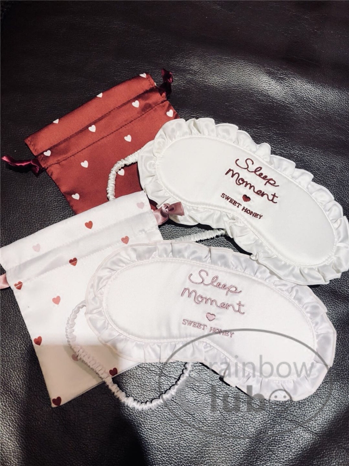 日系出口甜美愛心花邊遮光眼罩