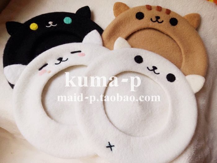 【小Pの手作】激萌满足桑猫咪庭院猫耳贝雷帽