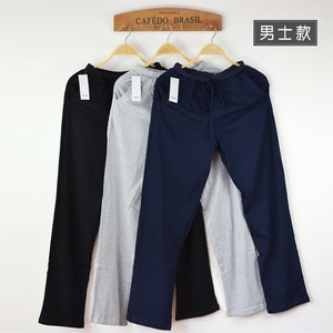 日系春秋男女全棉针织薄款可外穿家居长裤睡裤纯棉情侣居家长裤