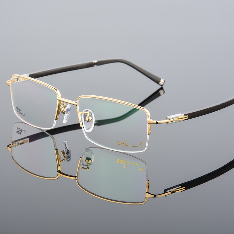 商务男士眼镜半框近视金色钛合金边配光学眼镜近视成品丹阳眼镜