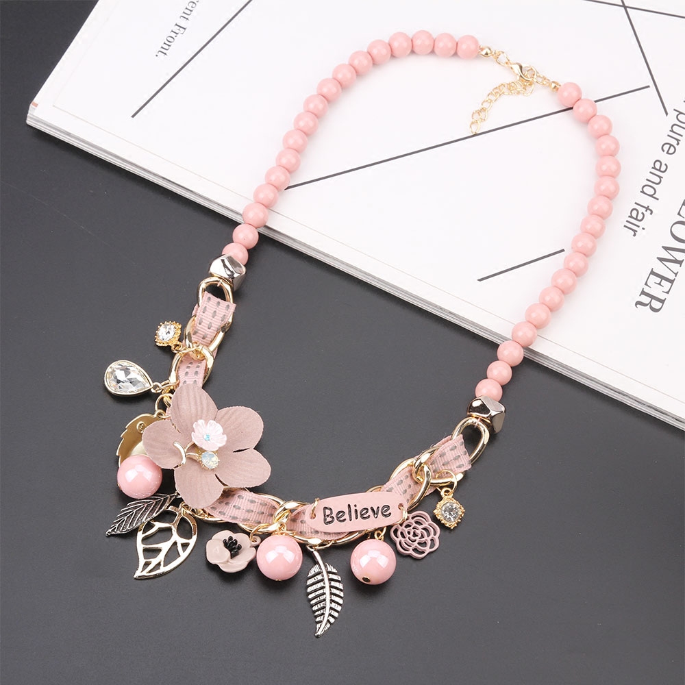 新款韩国Believe短款花朵项链锁骨链韩版时尚百搭挂件吊坠毛衣链