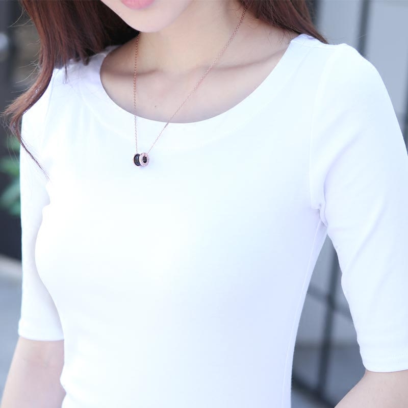 2017新款白色打底衫女裝中袖t恤半袖5分袖7黑色大碼修身緊身上衣在類目 女裝/女士精品, T恤中 - 來自Buy2taobao.com提供專業的淘寶代購服務