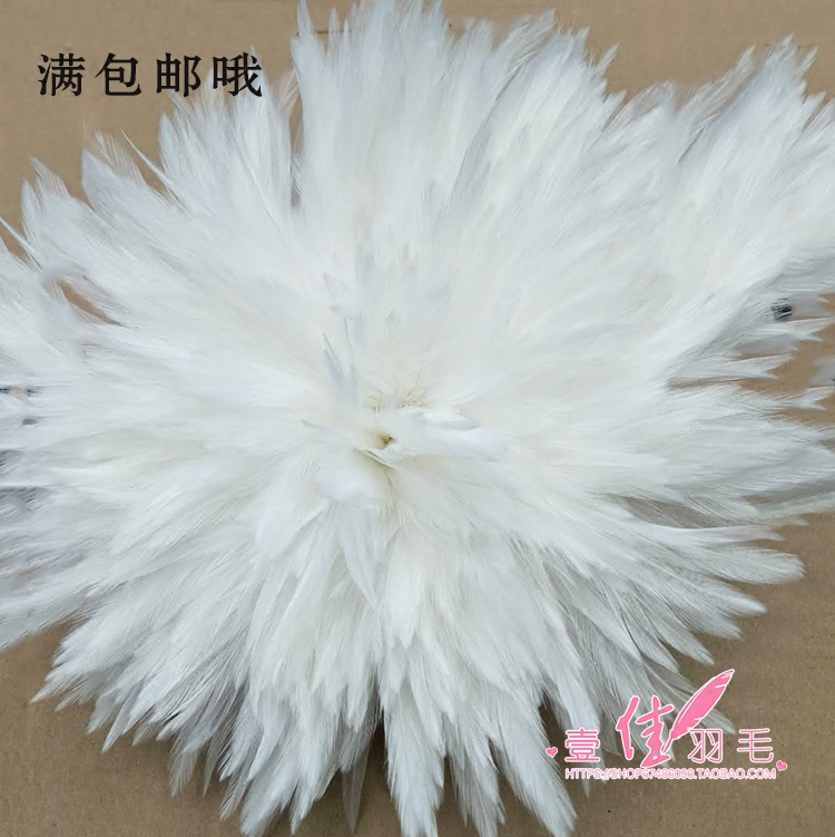 DIY饰品配件天然羽毛公鸡毛白色尖毛白尖羽毛工艺羽毛8-15cm现货