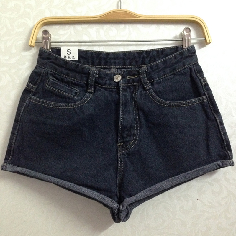 高腰牛仔短裤女夏宽松韩版显瘦学生卷边A字阔腿牛仔裤热裤超短裤