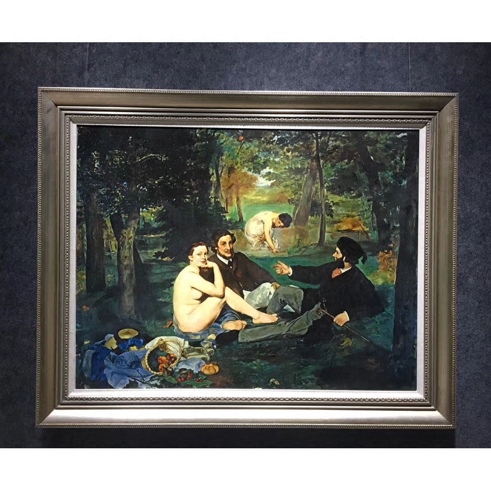 油画客厅卧室玄关挂画现代装饰画壁画欧式非手绘马奈草地上的午餐