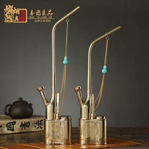 合旺烟斗黄铜白铜水烟斗烟烟丝两用老式水烟袋礼盒套装烟斗包邮