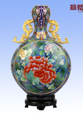 景泰蓝花瓶玉壶春铜胎掐丝珐琅外事客厅商务工艺品摆件出国礼品