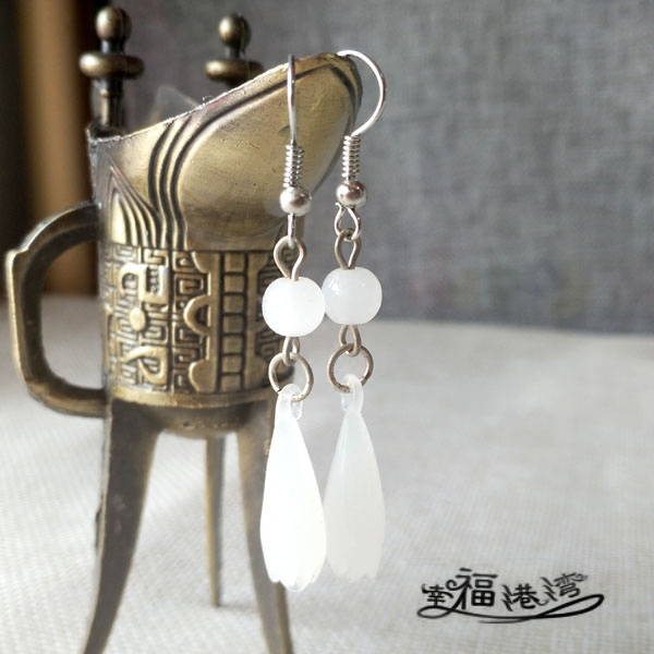国风琉璃木兰花古典精美典雅气质古风日常通勤甜美耳环耳夹饰品