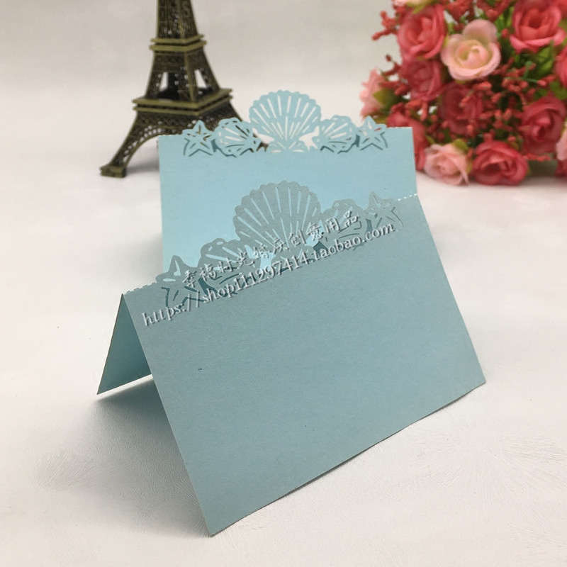 20张镂空贝壳款座位卡 名字卡 婚礼宴会桌卡 商务会议名字台卡