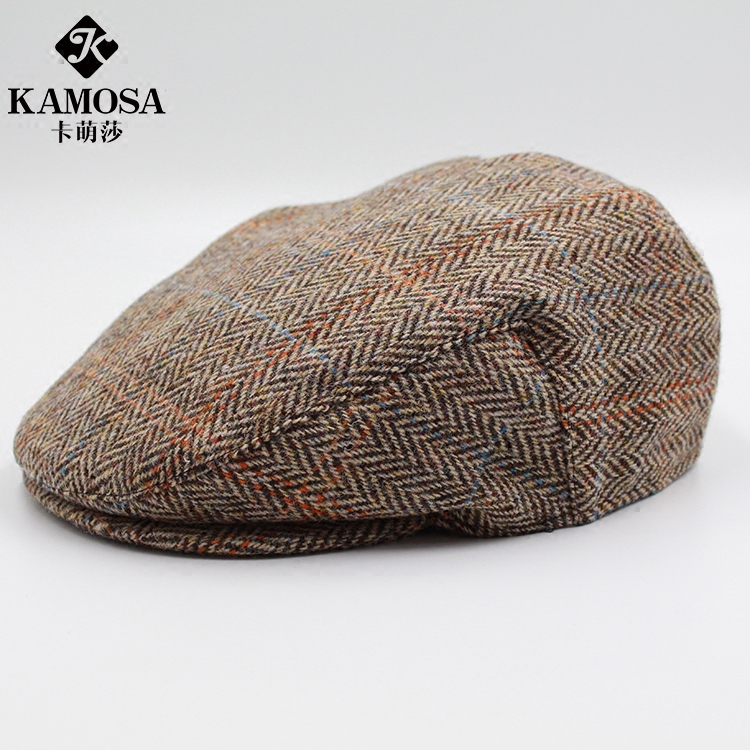KAMOSA 帽子男女士秋冬季时尚百搭鸭舌帽英伦复古羊毛前进贝雷帽