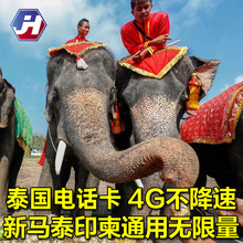 15天包手機流量卡新馬泰印 泰國電話卡4g無限上網卡wifi旅游5