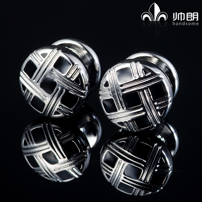 帅朗黑色珐琅圆形领口扣燕尾礼服衬衫饰扣领扣 Shirts buckles