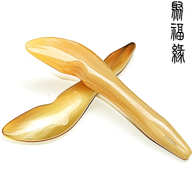 天然白水牛角拨筋棒美容棒 经络点穴笔面部刮痧板眼部按摩拔经棒