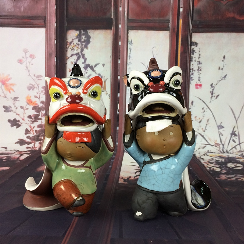 家居饰品舞狮摆件佛山陶瓷石湾公仔人物客厅酒柜送礼品朋友同学,家居饰品,装饰摆件,淘宝优惠券,粉丝福利购,淘宝优惠卷